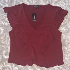 Express Crop Top - Size M - Burgundy